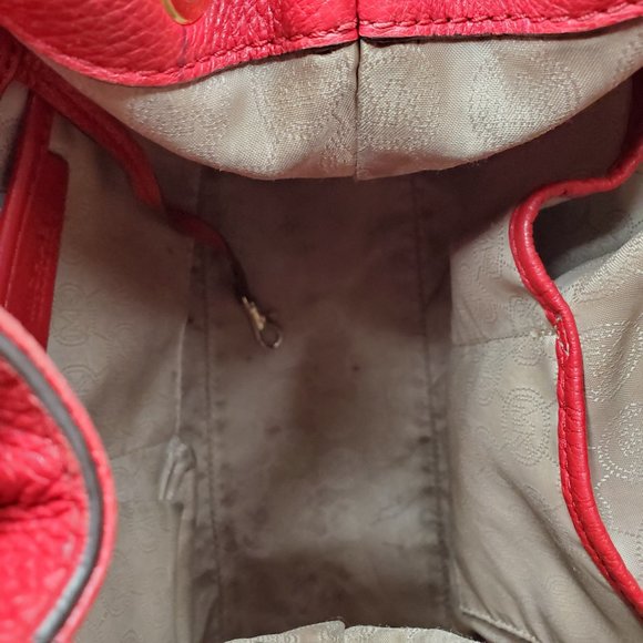 Michael Kors Camden Large Red Drawstring Satchel Leather Bag. - Picture 11 of 11